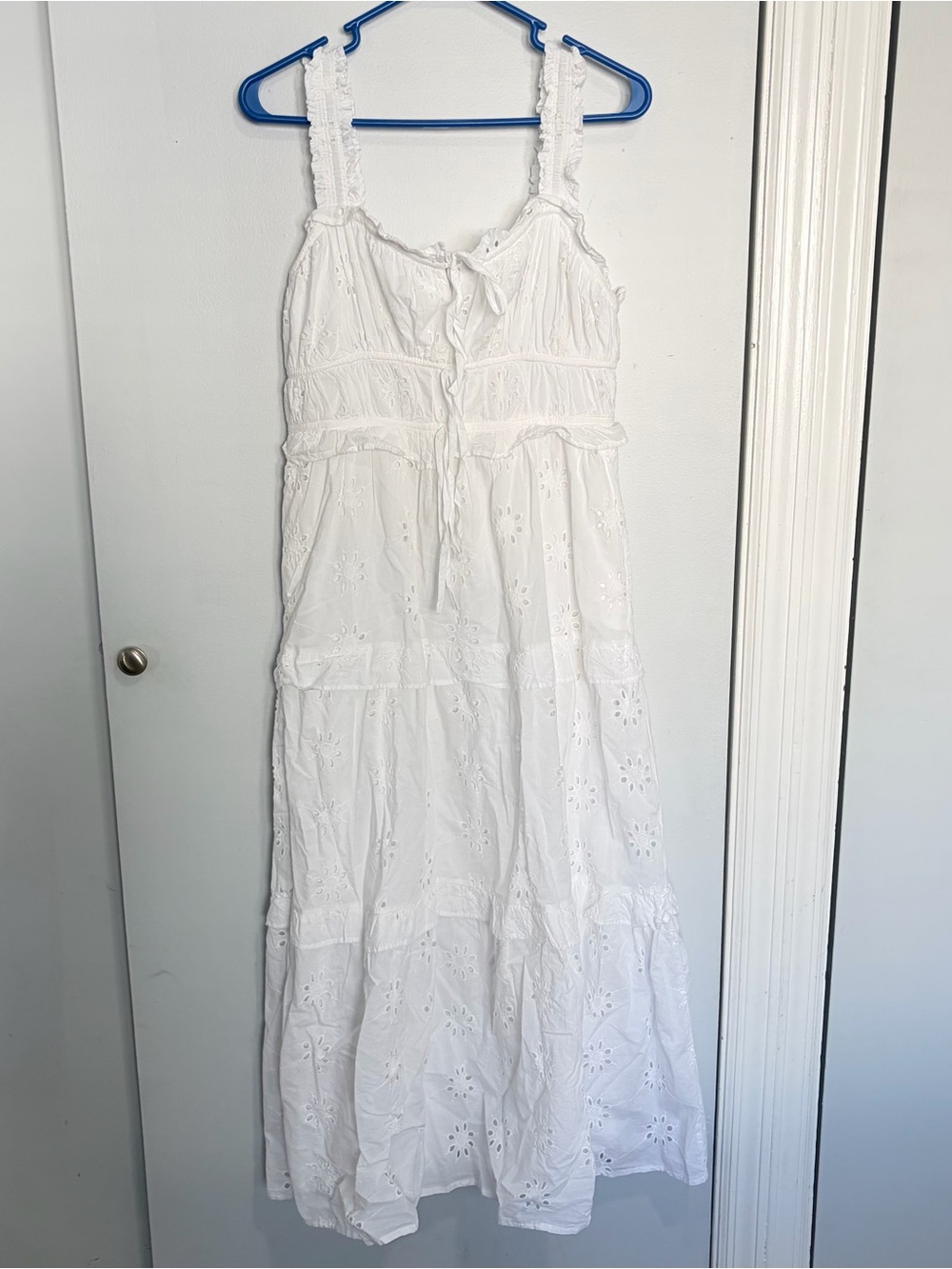 Lea Anthropologie White Eyelet Dress Women's M Sleeveless Cotton Cottage Bride